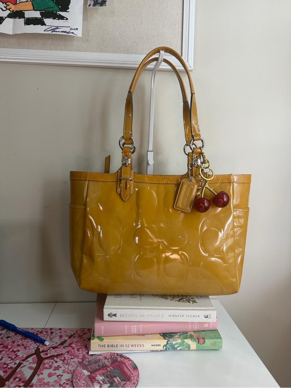 Coach Yellow Patent Tote Bag